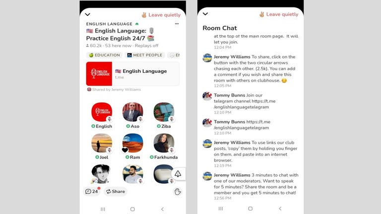 You can now send text chats in Clubhouse’s live rooms